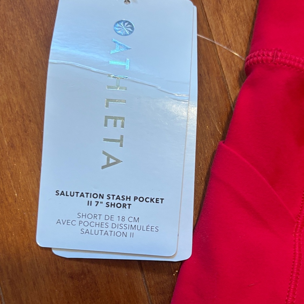 Athleta High-Waisted Red Biker Shorts - Picture 3 of 4
